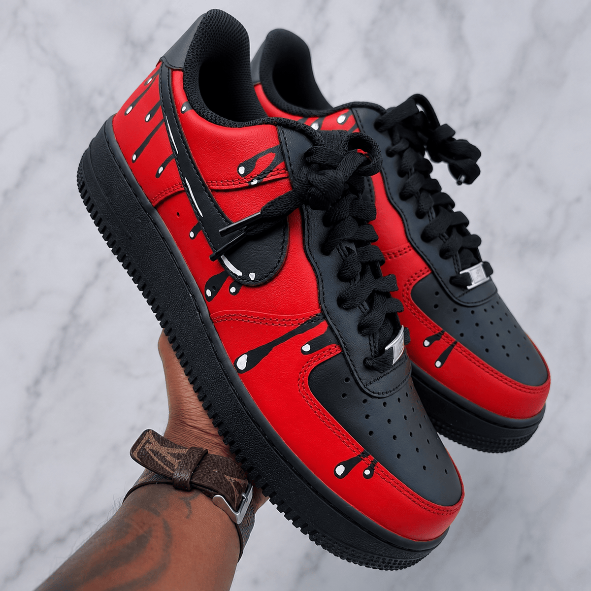 Black Red Drip Air Force 1 Custom