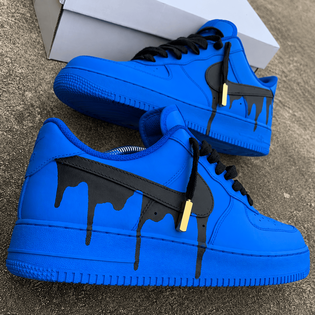 Air Force 1 Royal Blue Drip Custom Sneakers