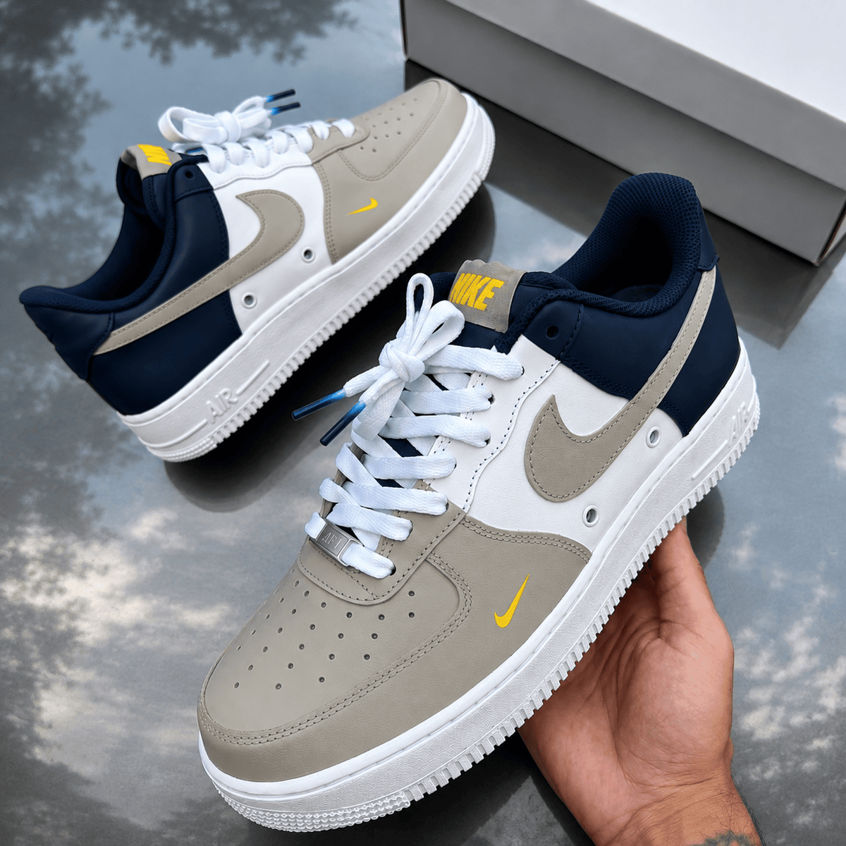 Air Force 1 Navy Taupe Custom Sneakers