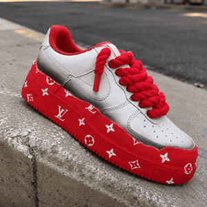 Red Smoke Rope Lace Air Force 1 Custom