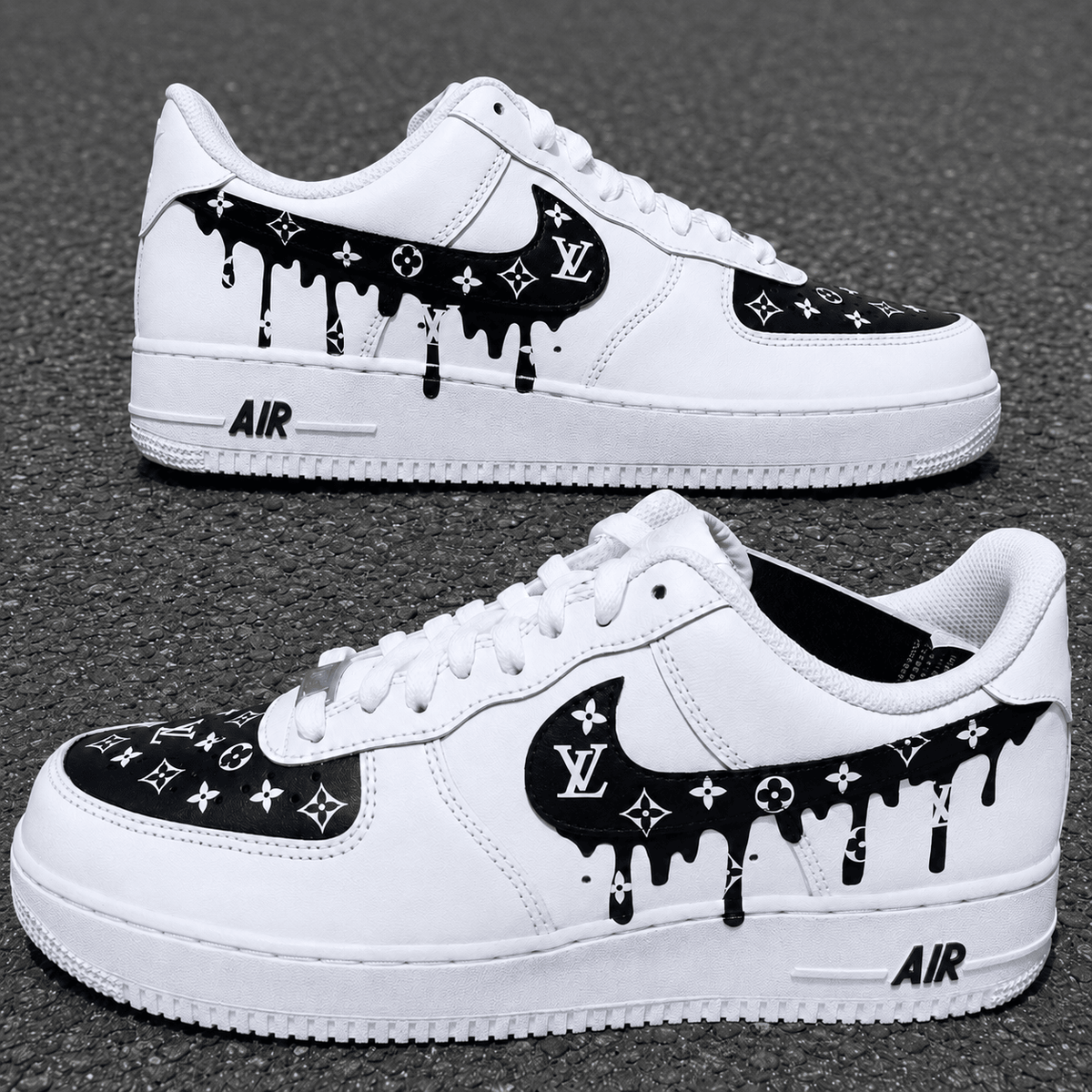 Black Drip Monogram Air Force 1 Custom
