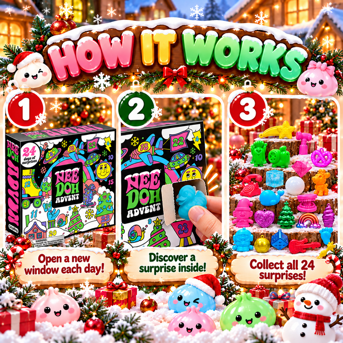 Nee Doh Christmas Advent Calendar Christmas Eve Countdown Unique Xmas Gift Ideas - Gearneko