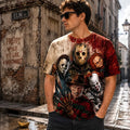 Bloody Horror Movies Characters T-Shirt Scary Halloween Clothing Gifts For Boyfriend - Gearneko