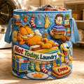 Custom Garfield Lazy Cat Quilted Laundry Basket Kitchen Home Decor Gifts For Cartoon Lovers - Gearneko