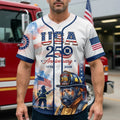 Custom USA 205Th Heroic American Firefighter Jersey Patriotic Apparel Gifts For Dad - Gearneko
