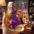 Personalized Black Cat Witch Stemless Glass Halloween Drinking Glass Gifts For Witch Lovers - Gearneko