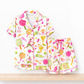 Summer Pickleball Silky Satin Pajama Set Pickleball Sleeping Set Gifts For Wife - Gearneko