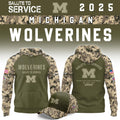 Michigan Wolverines Salute To Service 2026 Camo Hoodie Michigan Wolverines Apparel - Gearneko