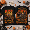 Kiss Merch Happy Halloween Black T-Shirt Spooky Halloween Clothing Gifts For Rock Fans - Gearneko