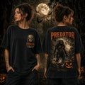 Predators Something Hunt On Halloween Black T-Shirt Spooky Halloween Clothing - Gearneko