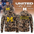 Camo Michigan Wolverines Merch 2026 Military Appreciation Sideline Dri FIT Hoodie Gifts For Fans - Gearneko