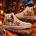 Dia De Los Muertos 2026 Xolo Dog White Floral Shoes 2026 Day Of The Dead Merch - Gearneko