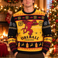 Fireball Cinnamon Whisky Big Logo Signature Yellow Red Black Knitted Christmas Ugly Sweater Xmas Gifts For Brothers - Gearneko