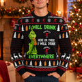 Grinch Fireball I Will Drink Fireball Here Or There Everywhere Funny Xmas Ugly Sweater Christmas Gifts - Gearneko
