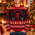 Fireball Whisky Tastes Like Heaven Burns Like Hell Ugly Sweater Xmas Apparel - Gearneko