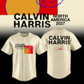 Calvin Harris Merch North America 2027 Tour Baseball Jersey Calvin Harris Apparel - Gearneko