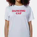 Dancing Cat White T-Shirt Streetwear Apparel Presents For Cat Lovers - Gearneko