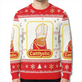Cat Cattholic Ugly Christmas Sweater Xmas Clothing Funny Gifts For Christians - Gearneko
