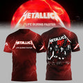 Metallica Merch Life Burns Faster 2026 Tour T-shirt Metallica Outfits Best Gifts For Rock Enthusiasts - Gearneko