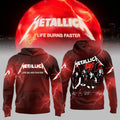 Metallica Merch Life Burns Faster 2026 Tour Hoodie Metallica Apparel Rock Fans Presents - Gearneko