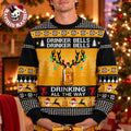 Fireball Drinker Bells Drinking All The Way Reindeer Ugly Christmas Sweater Xmas Gifts For Beer Lovers - Gearneko