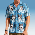 Husky Dog Face Funny Tropical Hibiscus Hawaiian Shirt Husky Face Aloha Shirt Dog Lovers Gifts - Gearneko