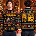 Iron Maiden Eddie's Dive Bar 2026 Run For Your Lives Christmas Ugly Sweater Christmas Gifts For Iron Maiden Lovers - Gearneko