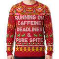 Running On Caffeine Deadlines And Pure Spite Ugly Christmas Sweater Xmas Gifts For Husband - Gearneko