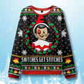 Snitches Get Stitches Ugly Christmas Sweater Funny Xmas Clothing Gift Ideas For BFF - Gearneko