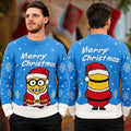Minions Santa Claus Merry Christmas Blue Ugly Christmas Sweater Xmas Clothing Gifts For Him - Gearneko