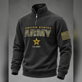 United States Army Star Quarter Zip Quarter Zip Sweatshirt American Military Tribute Apparel - Gearneko