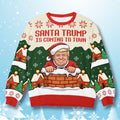 Santa Trump Is Coming To Town Ugly Christmas Sweater Funny Xmas Gifts For Trump Supporters - Gearneko