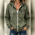 Womens DD 214 Alumni Zip Hoodie Zip Up Hoodie American Military Tribute Apparel - Gearneko