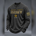United States Army Henley Waffle Knit Long Sleeve Shirt Veterans Day Gift For Men - Gearneko