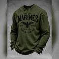 United States Marines Eagle Waffle Knit Long Sleeve Shirt Patriotic Gift For Veterans - Gearneko