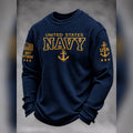 United States Navy Anchor Waffle Knit Long Sleeve Shirt American Military Tribute Apparel - Gearneko