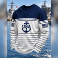 USA Navy Anchor Waffle Knit Long Sleeve Shirt Veterans Day Gift For Men - Gearneko