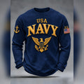 USA Navy Eagle Waffle Long Sleeve Shirt Military Retirement Apparel - Gearneko