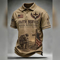Veteran Faith Serves Waffle Knit Shirt Patriotic Gift For Veterans - Gearneko