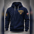 US Navy Veteran American Flag Pullover Hoodie Military Retirement Apparel - Gearneko