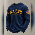 US Navy Anchor Honor Courage Commitment Waffle Knit Long Sleeve Shirt Patriotic Gift For Veterans - Gearneko