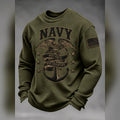 US Navy Not Self But Country Waffle Knit Long Sleeve Shirt American Military Tribute Apparel - Gearneko