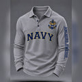 US Navy Anchors Aweigh Polo Long Sleeve Polo Shirt Veterans Day Gift For Men - Gearneko