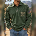 American Veteran Pocket Polo Long Sleeve Polo Shirt Military Retirement Apparel - Gearneko