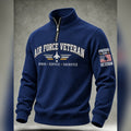 Air Force Veteran Honor Service Sacrifice Quarter Zip Sweatshirt American Military Tribute Apparel - Gearneko