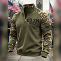 DD 214 Alumni Camo Quarter Zip Crewneck Sweatshirt Patriotic Gift For Veterans - Gearneko