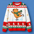 Funny Ice Skating Capybara Ugly Christmas Sweater Xmas Gifts For Capybara Lovers - Gearneko