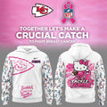Kansas City Chiefs x Breast Cancer Awareness Hello Kitty Tackle Cancer Together Hoodie Chiefs Kingdom Gifts - Gearneko