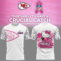 Kansas City Chiefs Breast Cancer Awareness Hello Kitty Tackle Cancer Together Shirt Fan Gear - Gearneko
