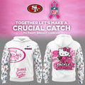 San Francisco 49ers Breast Cancer Awareness Hello Kitty Tackle Cancer Together Hoodie SF 49ers Gear - Gearneko